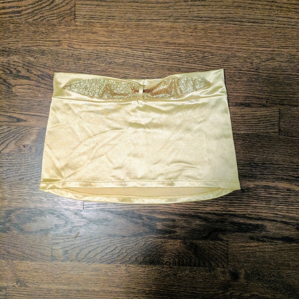 Class Act gold glittery mini skirt